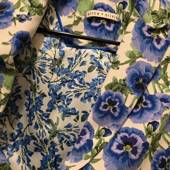 Alice & Olivia Blue Macey Floral Blazer Fitted Size 2 - Picture 8 of 12